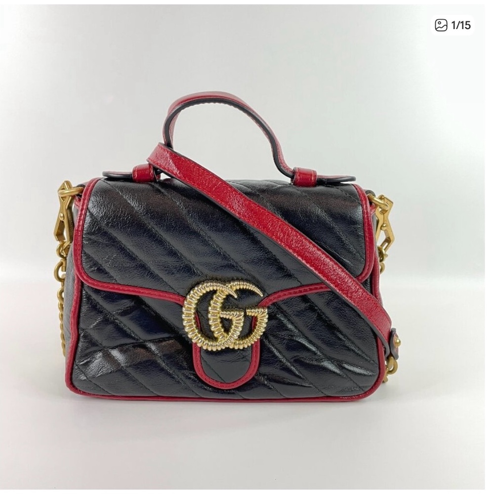 Gucci Black and Red Quilted Crossbody Bag